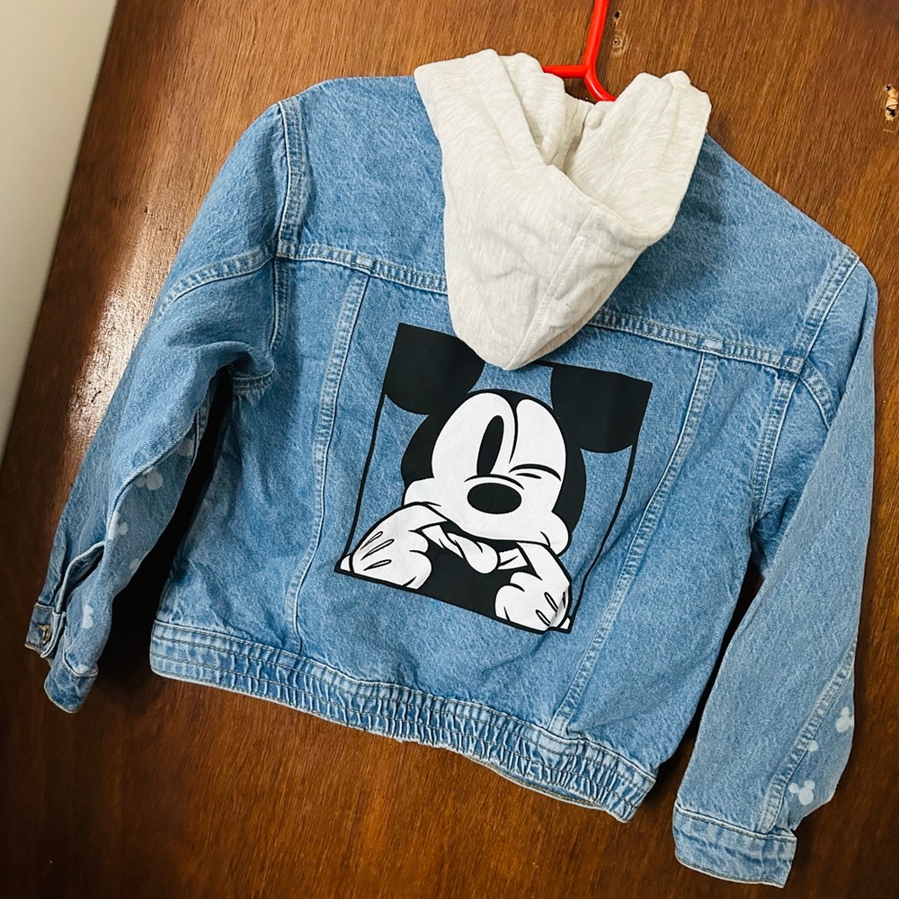 ZARA Mickey Mouse Hooded denim Jacket - Picture 2 of 7